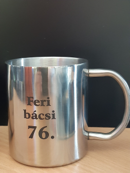 Acél termo bögrére  készítettünk feliratot
